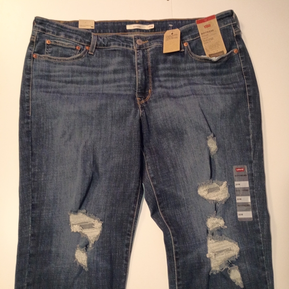 Levi's Boyfriend Hypersoft Mid Rise Tapered Leg 20W S Dark Blue Denim Jeans - Picture 4 of 8